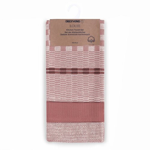 DecoKing Küchentuch Louie Rose, 50 x 70 cm, 3-er Set