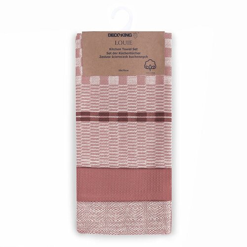 DecoKing Kuhinjska krpa Louie rose, 50 x 70 cm,set 3 kos