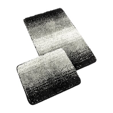 Bellatex Fürdőszoba szőnyeg szett kivágás nélkül BANYSILVER fekete, 60 x 100, 60 x 50 cm