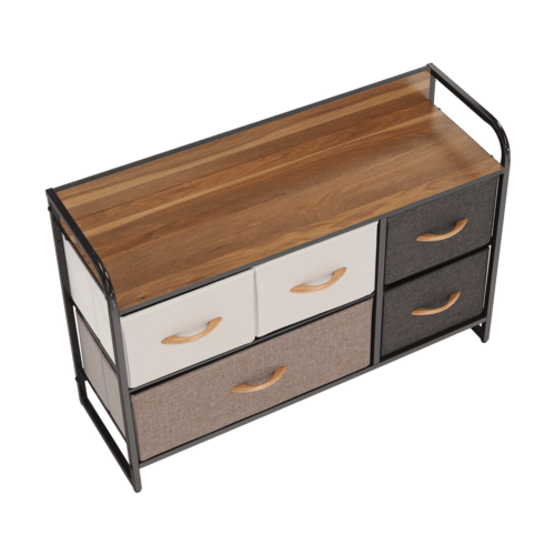 Komoda s látkovými šuplíky HAZEL TYP 4, hnědá