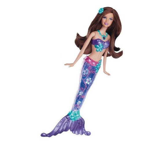 Barbie svítící mořská panna Mattel, fialová, fialová