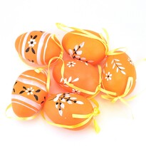 Sada ručně malovaných vajíček s mašlí oranžová, 6 ks