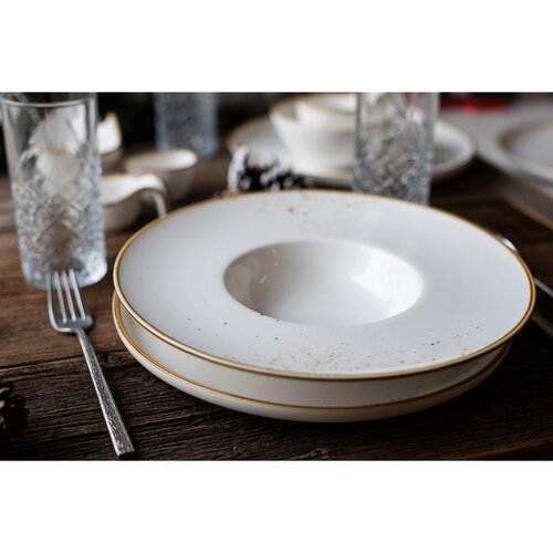 Mäser 4-częściowy zestaw talerzy dla smakoszy Pintar White brązowe kropki 26 cm