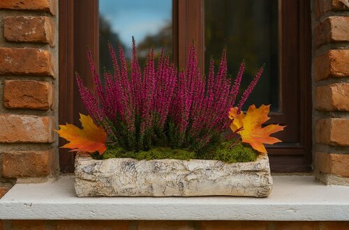 Husă pentru flori - jardiniere, imitație de mesteacăn, 32 x 12 x 8 cm