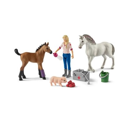 Schleich 42486 Виїзний лікар з кобилою та лошам
