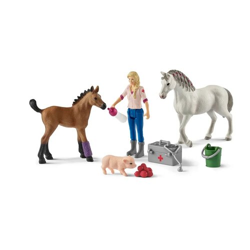 Schleich 42486 Besuch des Arztes bei Stute und Fohlen