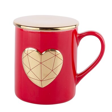 Altom Порцелянова чашка з кришкою Big Heart, 400 мл, червоний