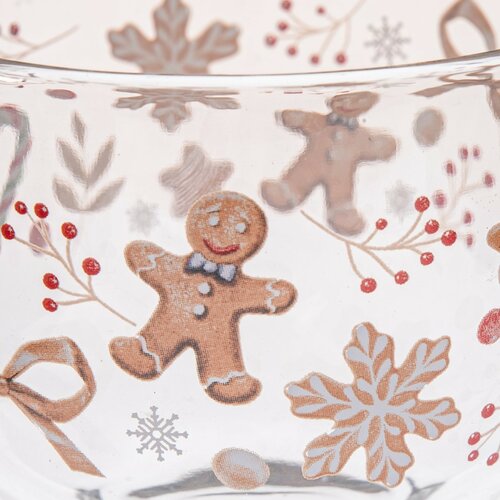 Súprava 6 sklenených hrnčekov Perníček 500 ml