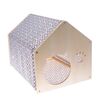 Casă din lemn pentru pisici cu pânză gri, 51,5 x39,5 x 38 cm