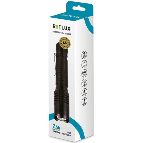 Retlux RPL 48 Ruční hliníková LED svítilna na AAA baterie, dosvit 300 m