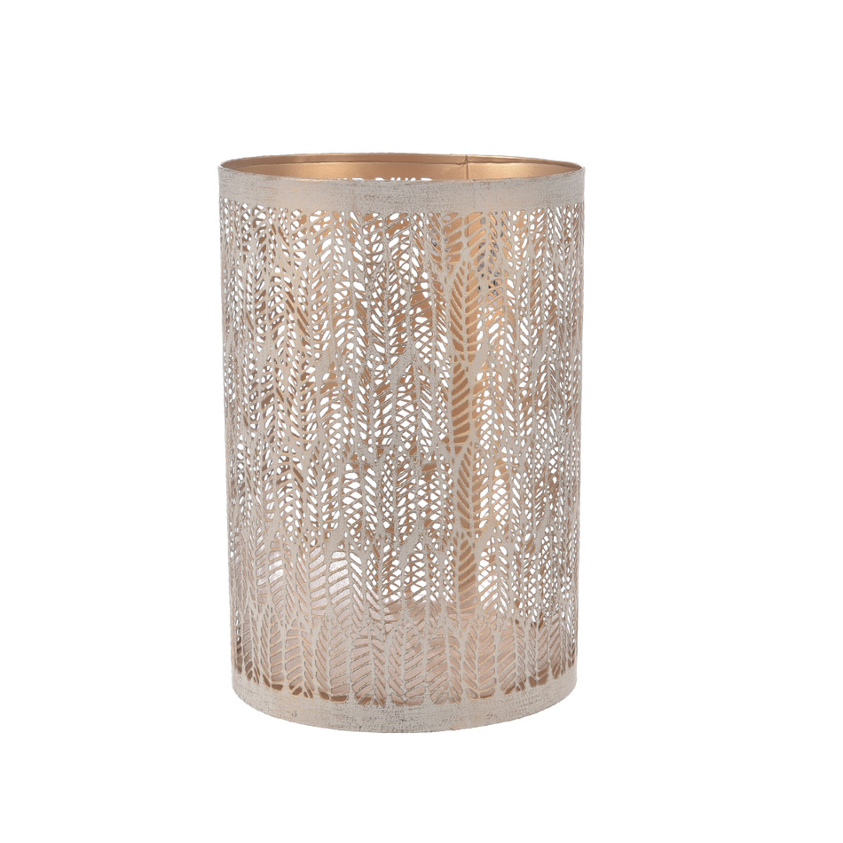 InDecor Fém gyertyatartó Leaf bézs, 13 x 22 cm, L