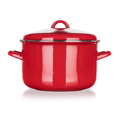 Banquet Emailed pot with lid Milton red, 24 cm,5.9 l