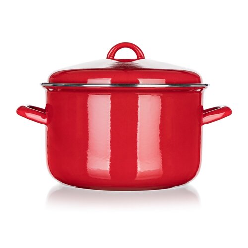 Banquet Emailed pot with lid Milton red, 24 cm,5.9 l