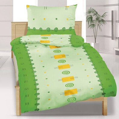 Pościel flanelowa Kwadrat zielony, 140 x 200 cm, 70 x 90 cm