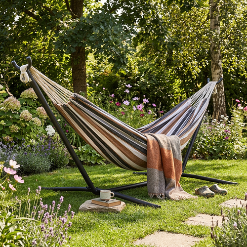 Hamac de relaxare Avenberg Belinda,maro/negru/gri/alb