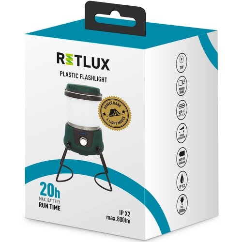 Retlux RPL 600 Kempingové LED svietidlo s powerbankou, 800 lm, výdrž 20 hodín