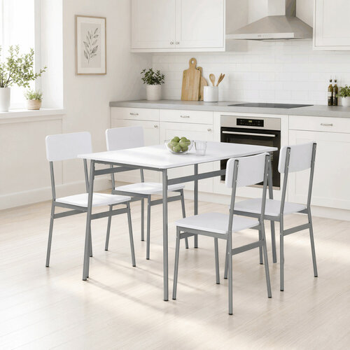 Jídelní set pro 4 osoby CORE White, šedá konstrukce