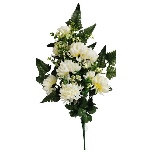 Levně Umělá dekorativní kytice Chryzantéma, krémová, výška 60 cm