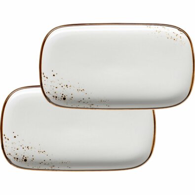 Mäser 2-dielna súprava podnosov Pintar White browndots 25 x 14 x 2 cm