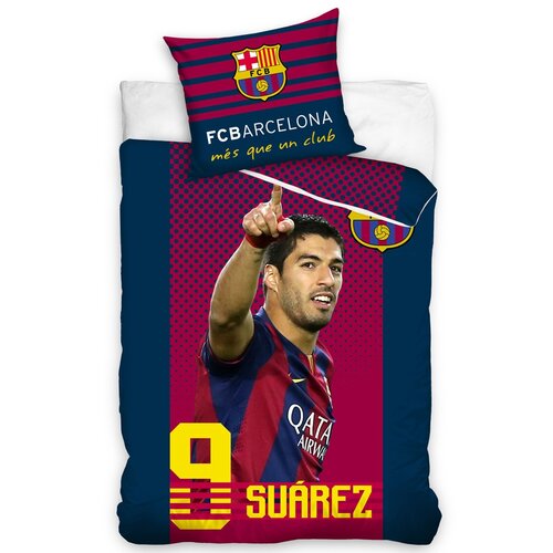 Bavlněné povlečení FC Barcelona Suarez, 140 x 200 cm, 70 x 90 cm