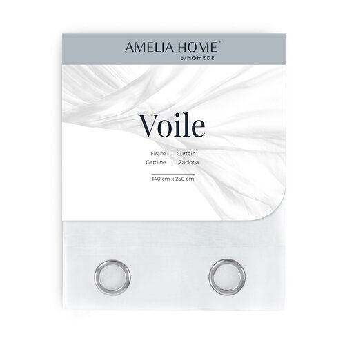 AmeliaHome Záclona Voile Eyelets bílá, 140 x 250 cm