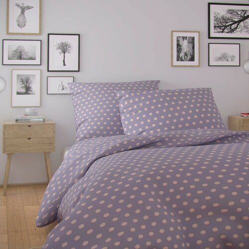 Kvalitex Pościel bawełniana Nordic Olava fioletowy, 140 x 220 cm, 70 x 90 cm