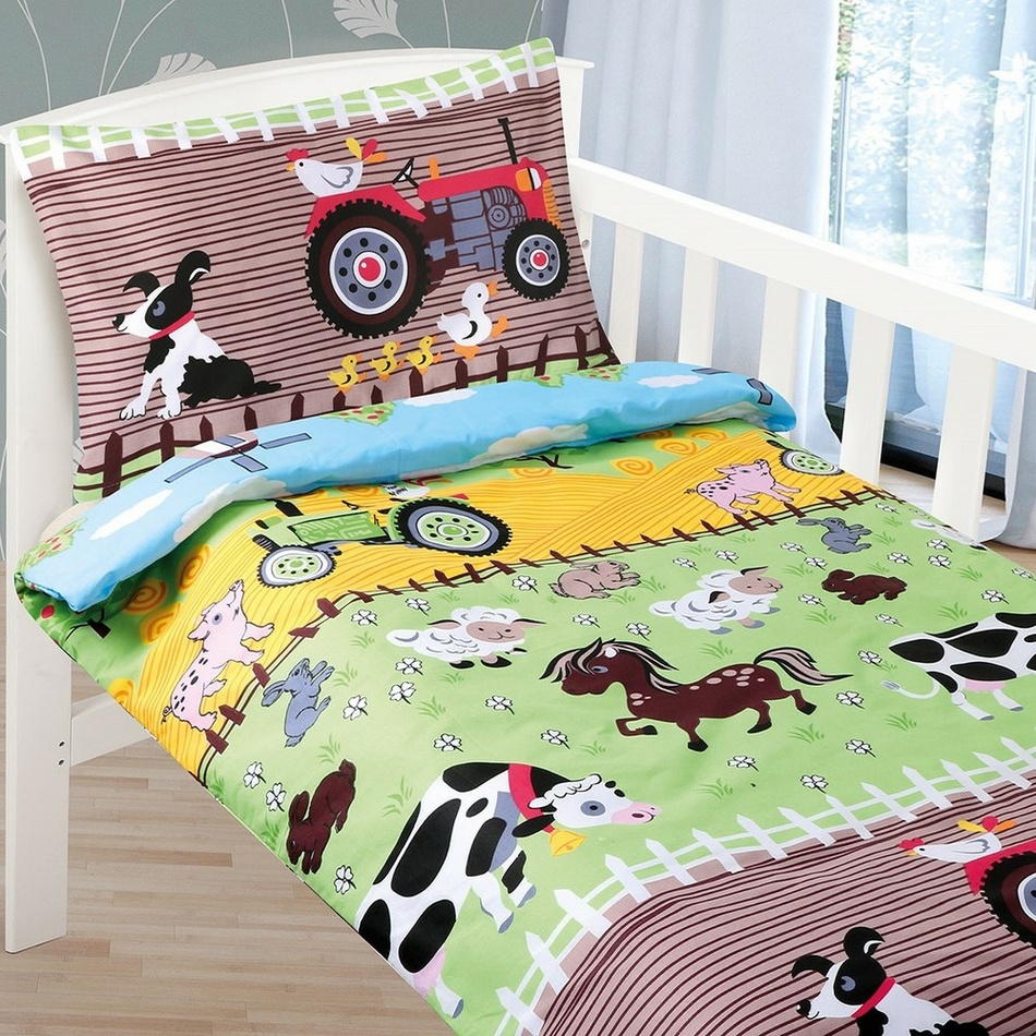 Poza Lenjerie de pat din bumbac, pentru copii, AgataFarma, 90 x 135 cm, 45 x 60 cm
