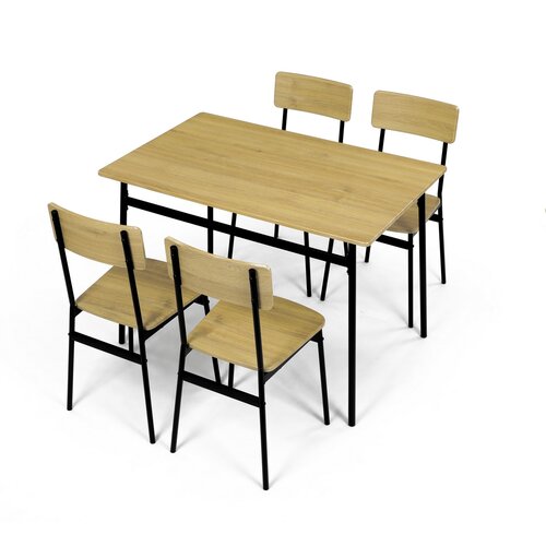 Set de masă Industrial cu 4 scaune, 110 x 70 x 76cm, stejar sălbatic
