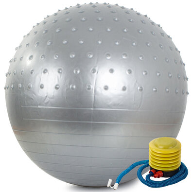 Gymnastic massage ball 55 cm with pump, grey