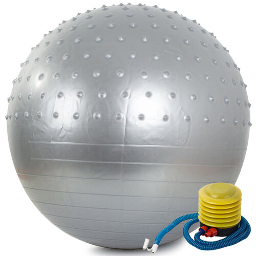 Gymnastic massage ball 55 cm with pump, grey