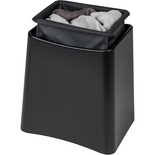 Wenko Badezimmerhocker mit Stauraum für Wäsche Wing, schwarz, 45 × 33 × 48 cm