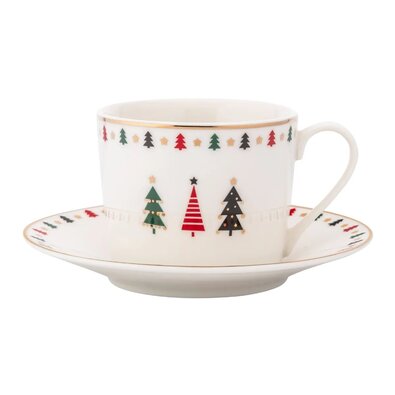 Altom Porcelanska skodelica in krožnik Modernodrevo 230 ml