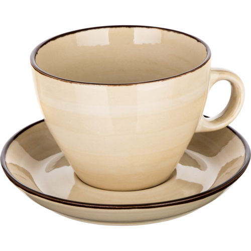 Banketni set 6 skodelic Palas s krožniki, 290 ml, krem