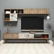 Set mobilier TV Milan Walnut andWhite Marble