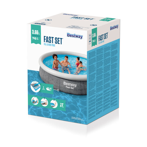 Bestway Aufblasbarer Pool Fast Set, 367 x 76 cm