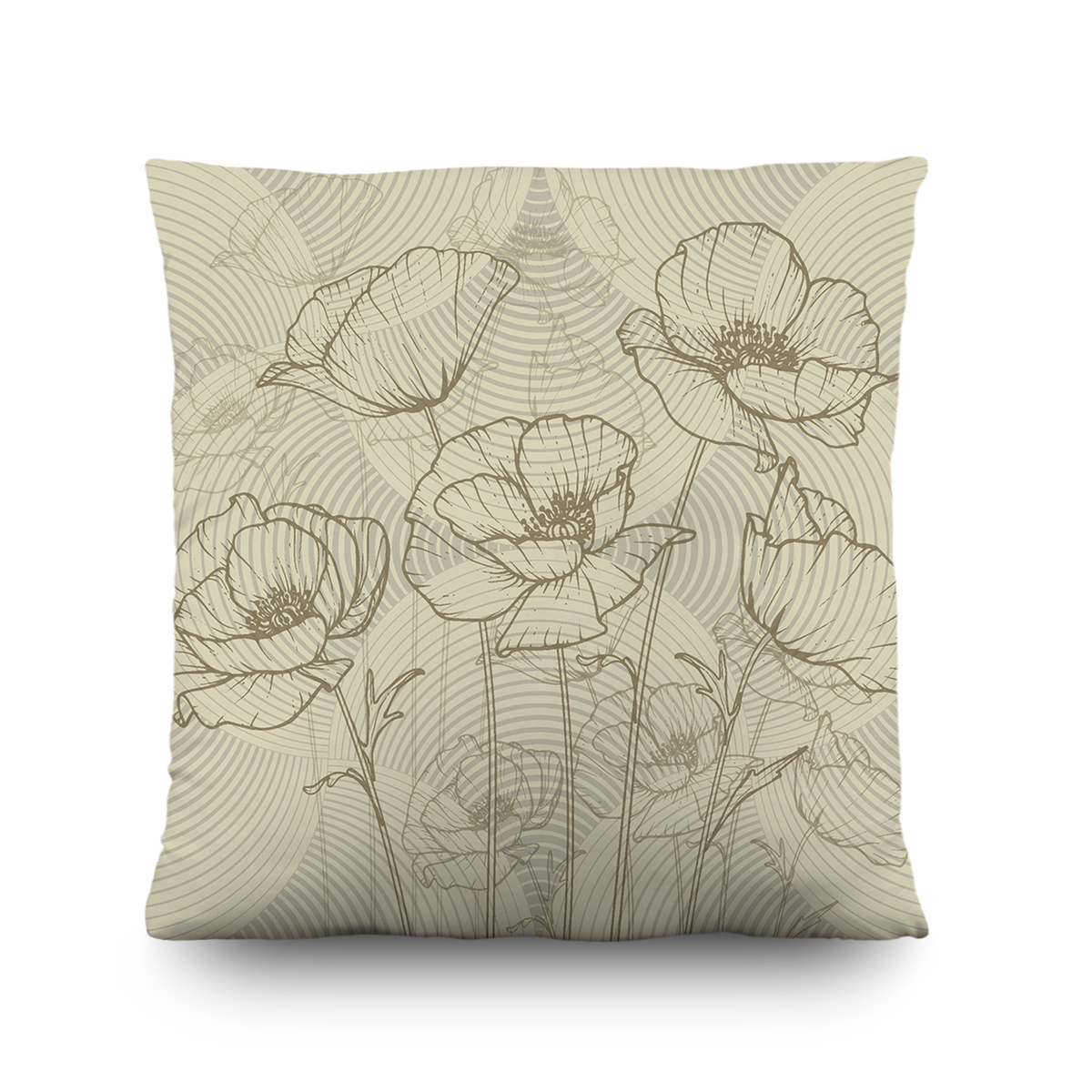 Poduszka Poppies beżowa, 45 x 45 cm