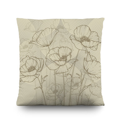Poduszka Poppies beżowa, 45 x 45 cm