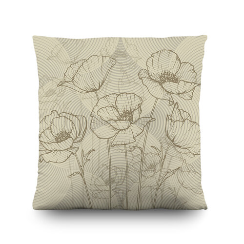 Polštářek Máky béžová, 45 x 45 cm