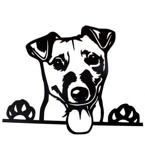Lesena izrezana dekoracija za steno Jack Russel,35 x 30 cm