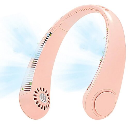 Prenosný ventilátor na krk, ružová