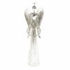 Weihnachtsdekoration aus Metall mit LED-Beleuchtung „Angel with heart“, silberfarben, 9,5 x 30 cm