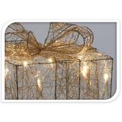 Vianočná drôtená dekorácia Gift strieborná, 15 LED