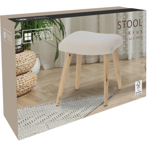Hocker Bouclé, weiß