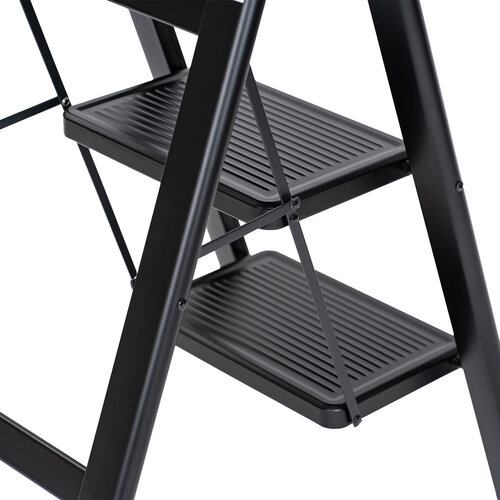 4Home Skladacie oceľové schodíky Steel, 3 stupne, čierna