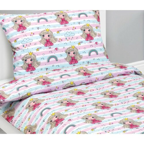 Bellatex Дитяча бавовняна постільна білизна Junior Принцеса рожева, 140 x 200, 70 x 90 см