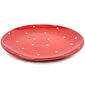 Keramický mělký talíř s puntíky, červená