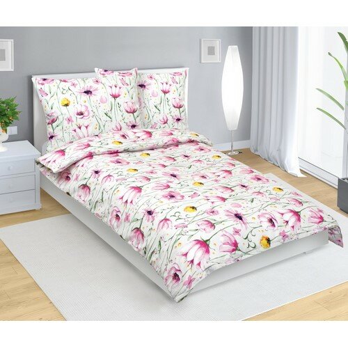 Bellatex Lenjerie de pat din bumbac Louka roz,verde, 140 x 200 cm, 70 x 90 cm