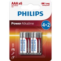 Philips LR03P6BP/10 sada alkalických baterií AAA, 4 + 2 ks Philips LR03P6BP/10 sada alkalických baterií AAA, 4 + 2 ks