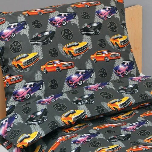 Bellatex Lenjerie de pat din bumbac pentru copii Junior Cadillac gri, 140 x 200 cm, 70 x 90 cm
