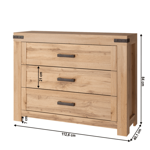 Komoda MORATIZ 3S, styl wotan